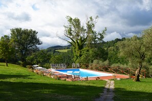 Seasonal outdoor pool, open 8:00 AM to 8:00 PM, sun loungers