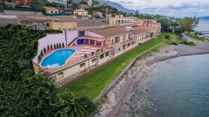 Indoor pool, outdoor pool, pool umbrellas, sun loungers