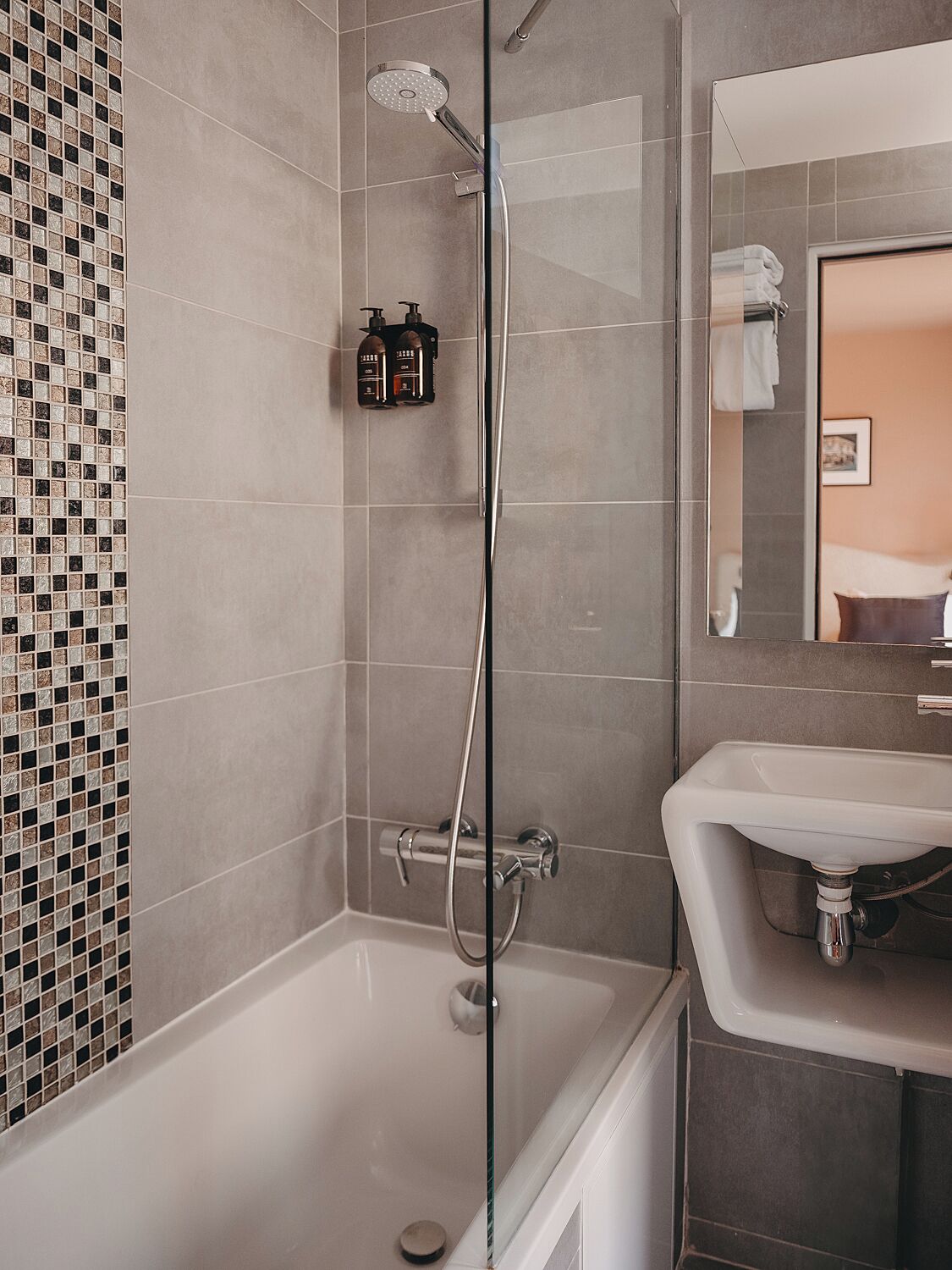 free toiletries, hair dryer, towels