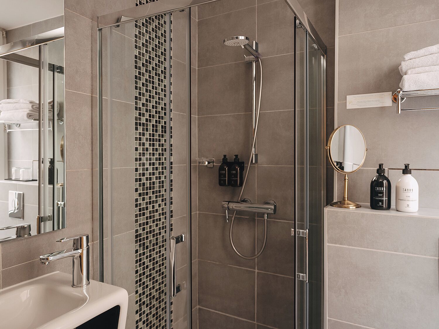 free toiletries, hair dryer, towels