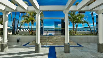 Outdoor pool, sun loungers