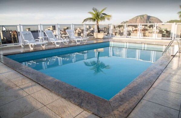 Outdoor pool, sun loungers