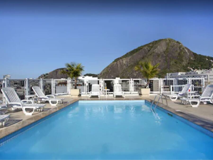 Outdoor pool, sun loungers