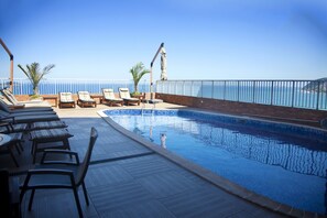 Outdoor pool, pool umbrellas