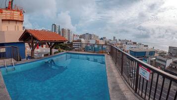 Outdoor pool, sun loungers