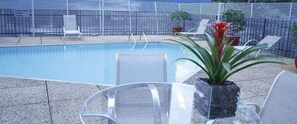 Outdoor pool, pool loungers