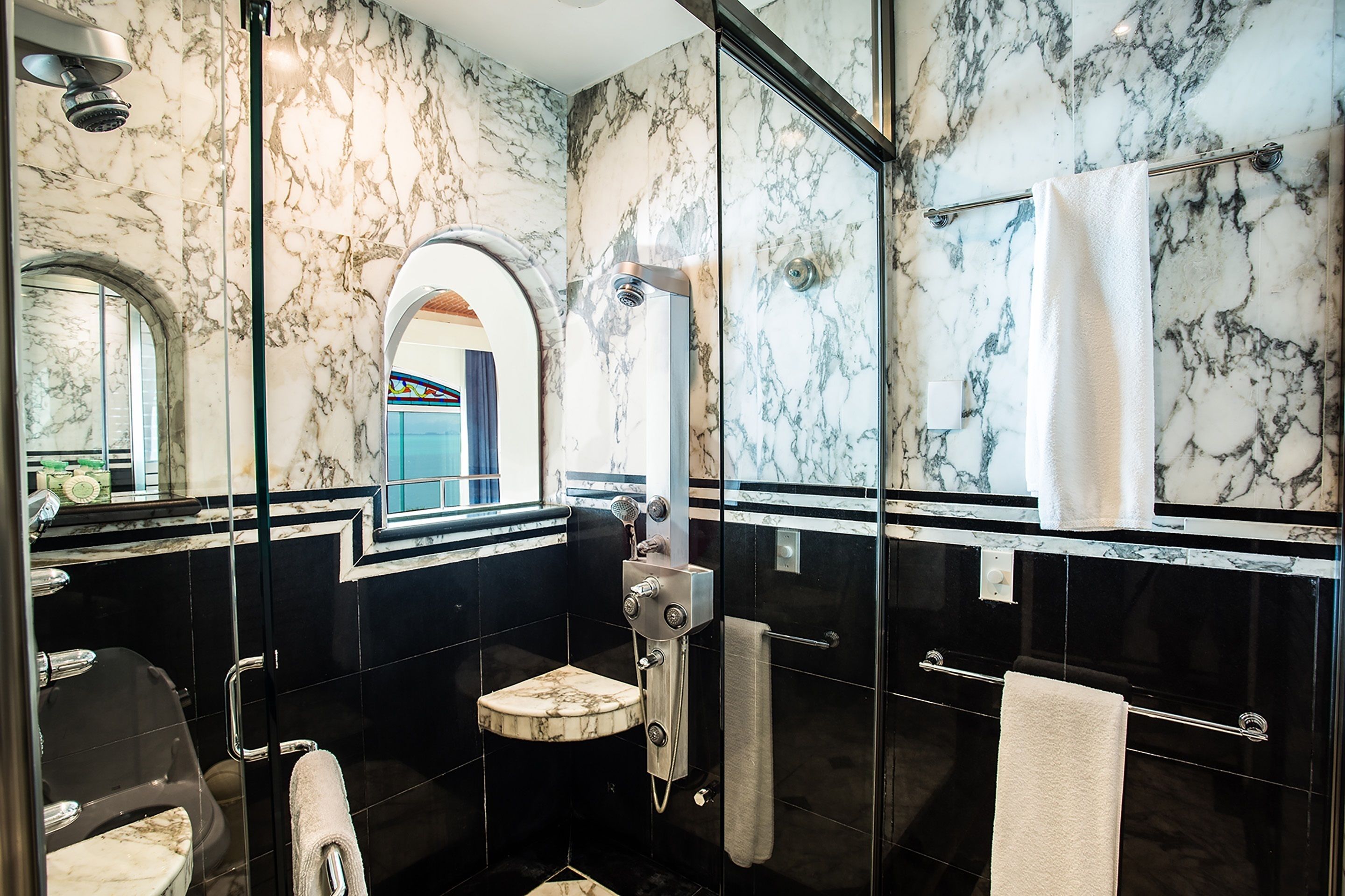 presidential suite | bathroom | shower, hair dryer, dressing gowns, slippers