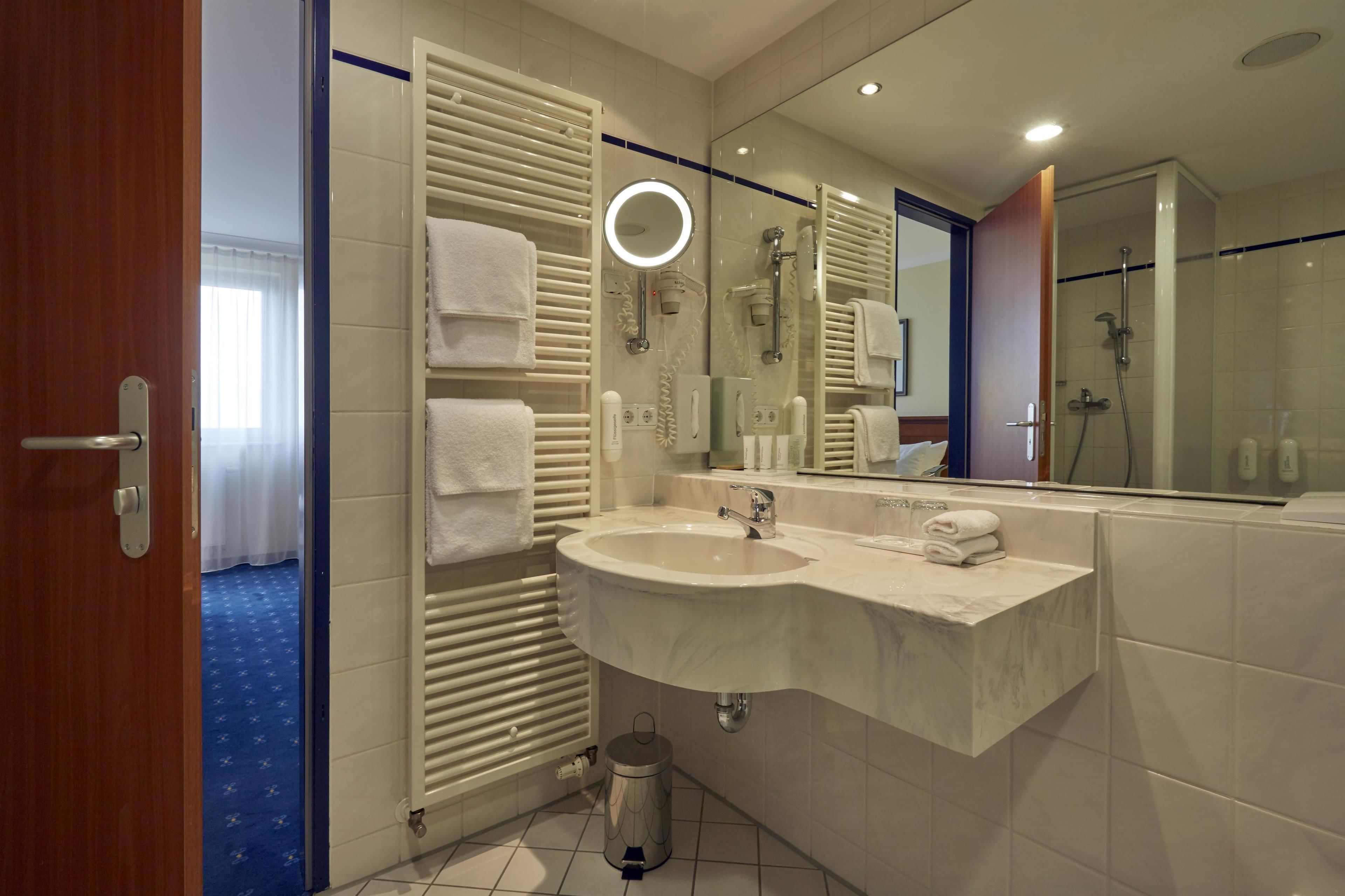 free toiletries, hair dryer, towels