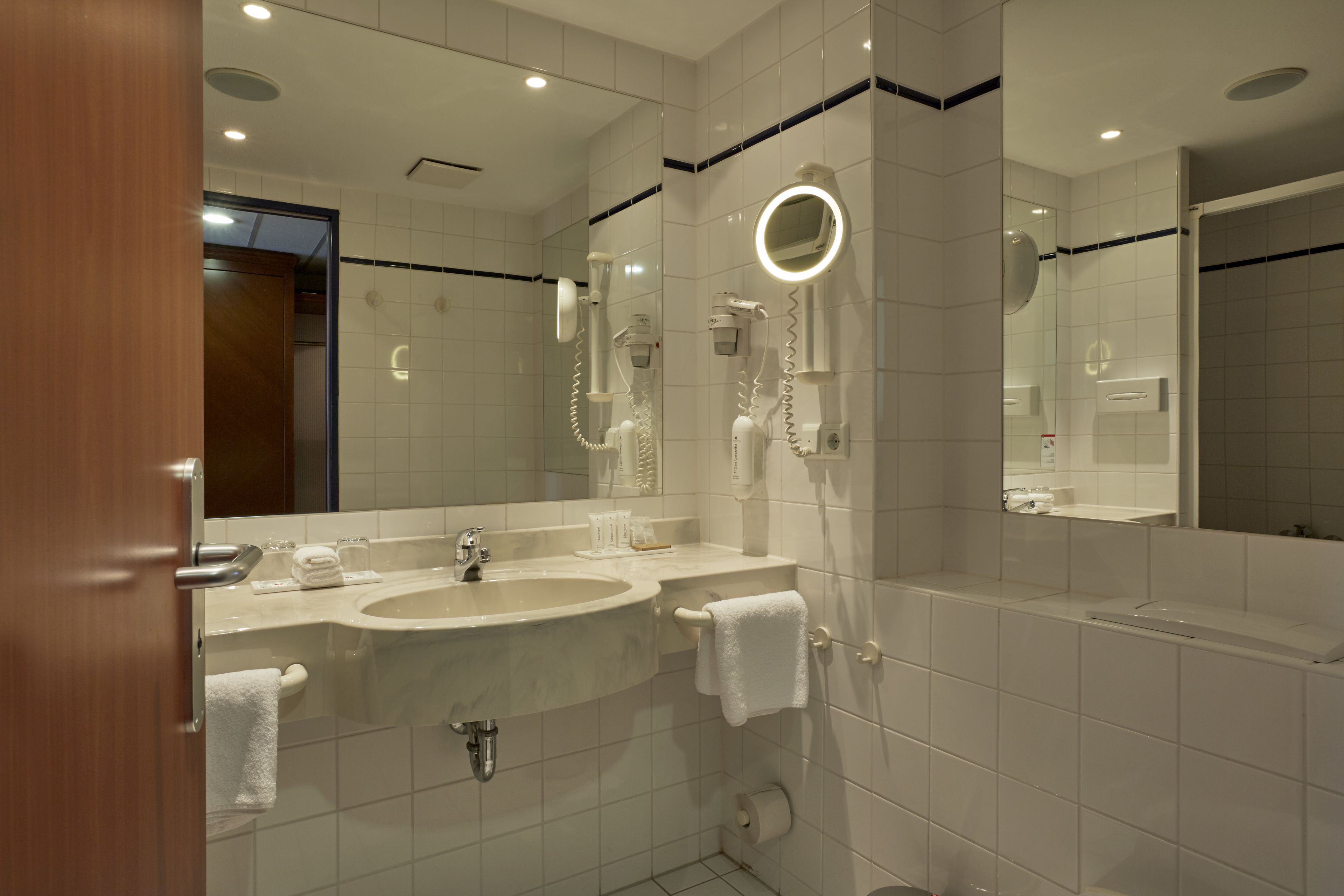 free toiletries, hair dryer, towels