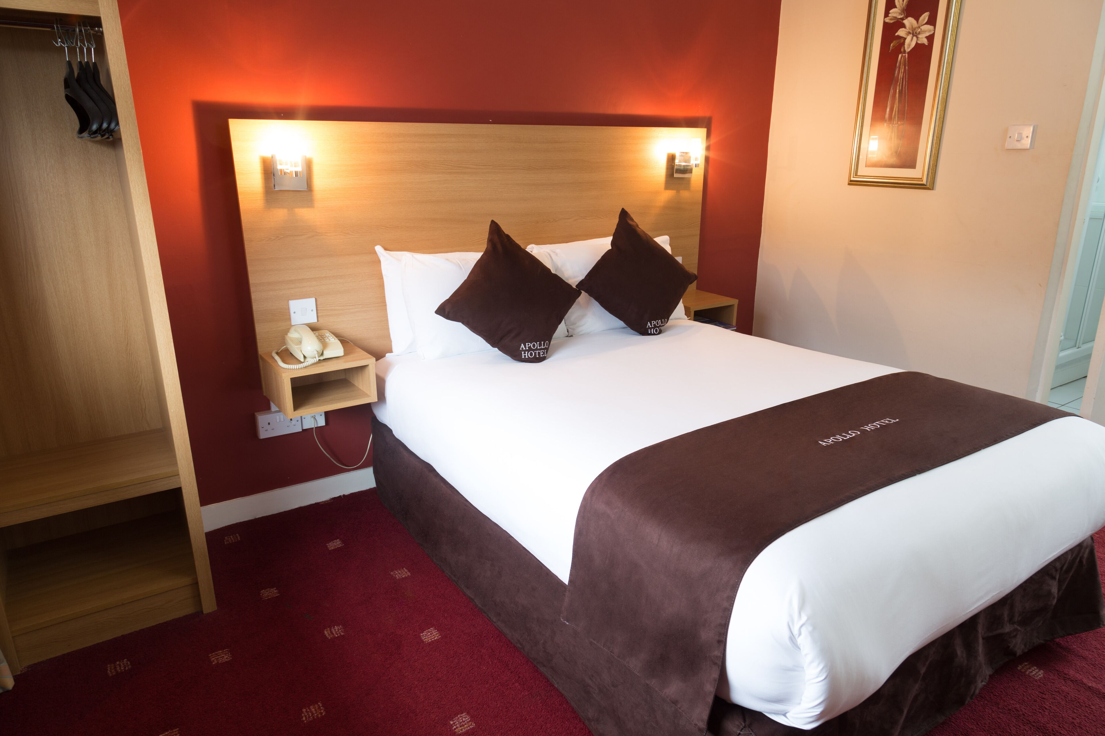 Pillow-top beds, desk, laptop workspace, blackout curtains