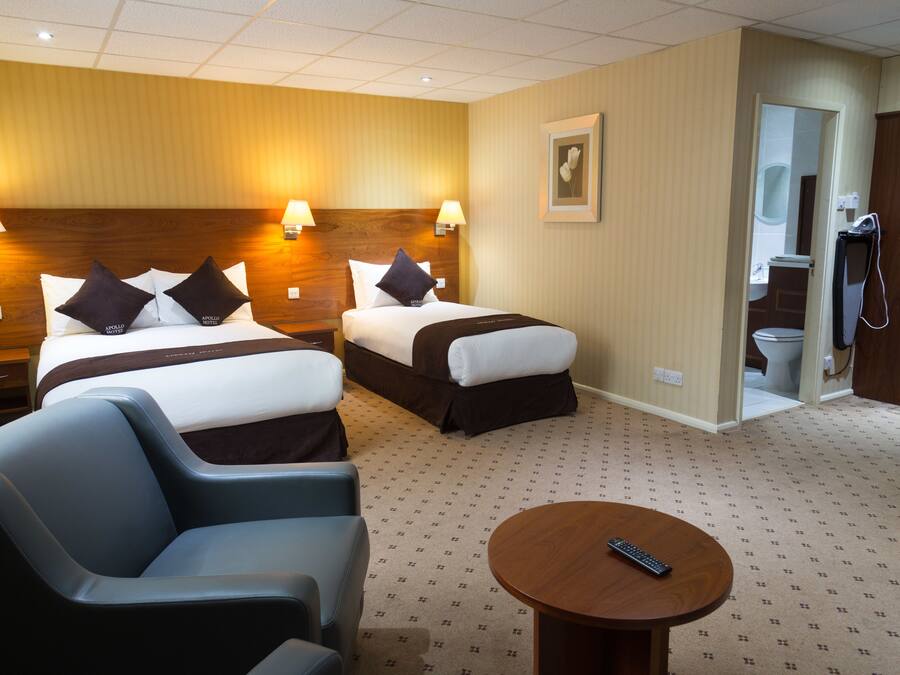 Executive Family Room | Pillowtop beds, desk, laptop workspace, blackout drapes