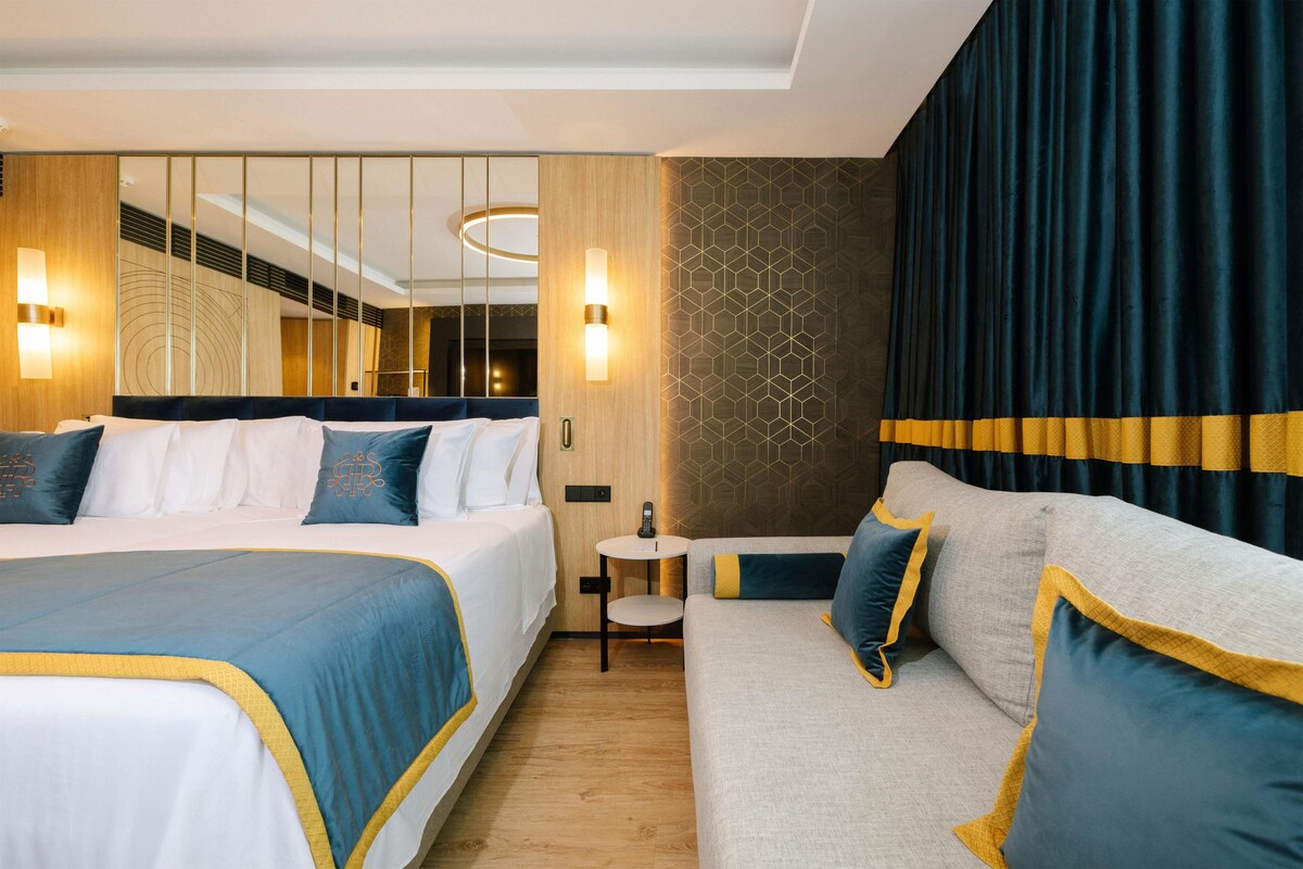 Ropa de cama de alta calidad y minibar 