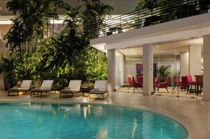 Outdoor pool, free cabanas, pool umbrellas