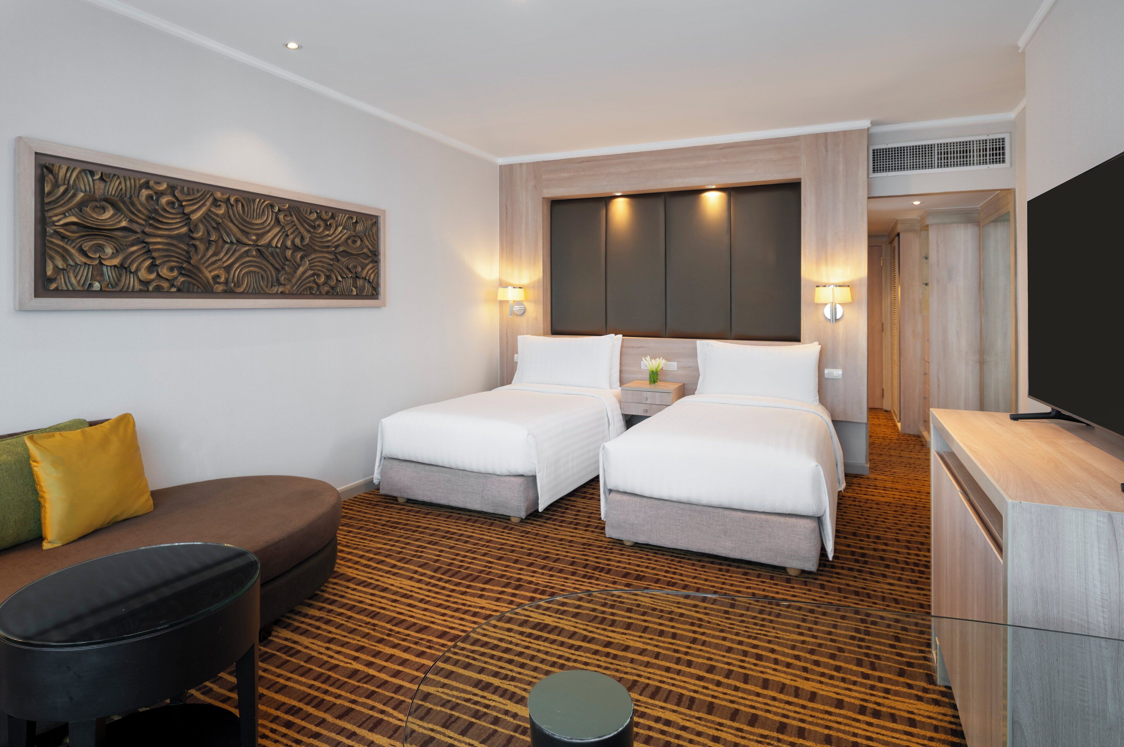 ห้องดีลักซ์, เตียงเดี่ยว 2 เตียง | ผ้าปูที่นอนฝ้ายอียิปต์, เครื่องนอนระดับพรีเมียม, ตู้นิรภัยในห้องพัก