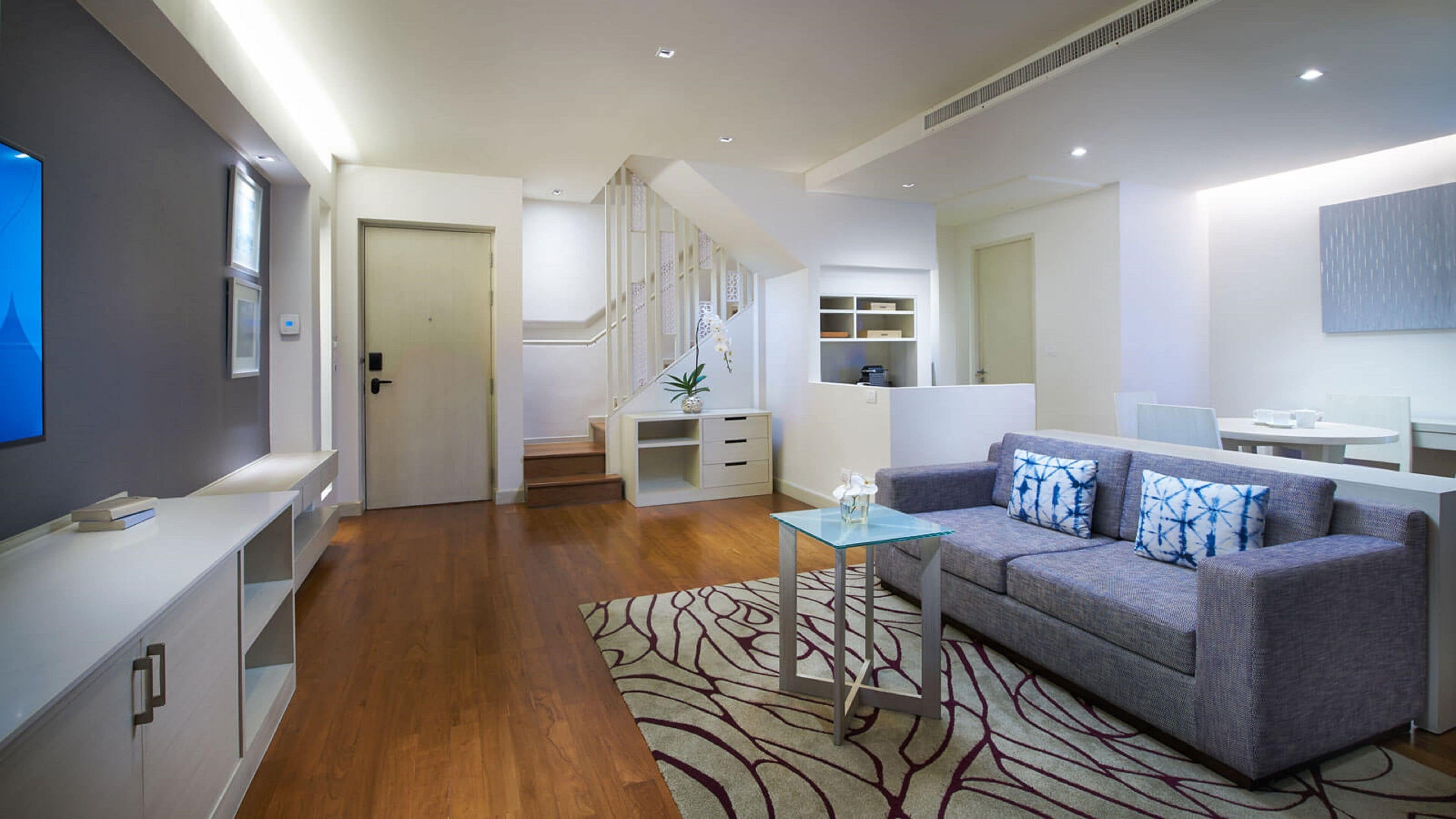 duplex (suite) | living area | 43-inch led tv with digital channels, tv