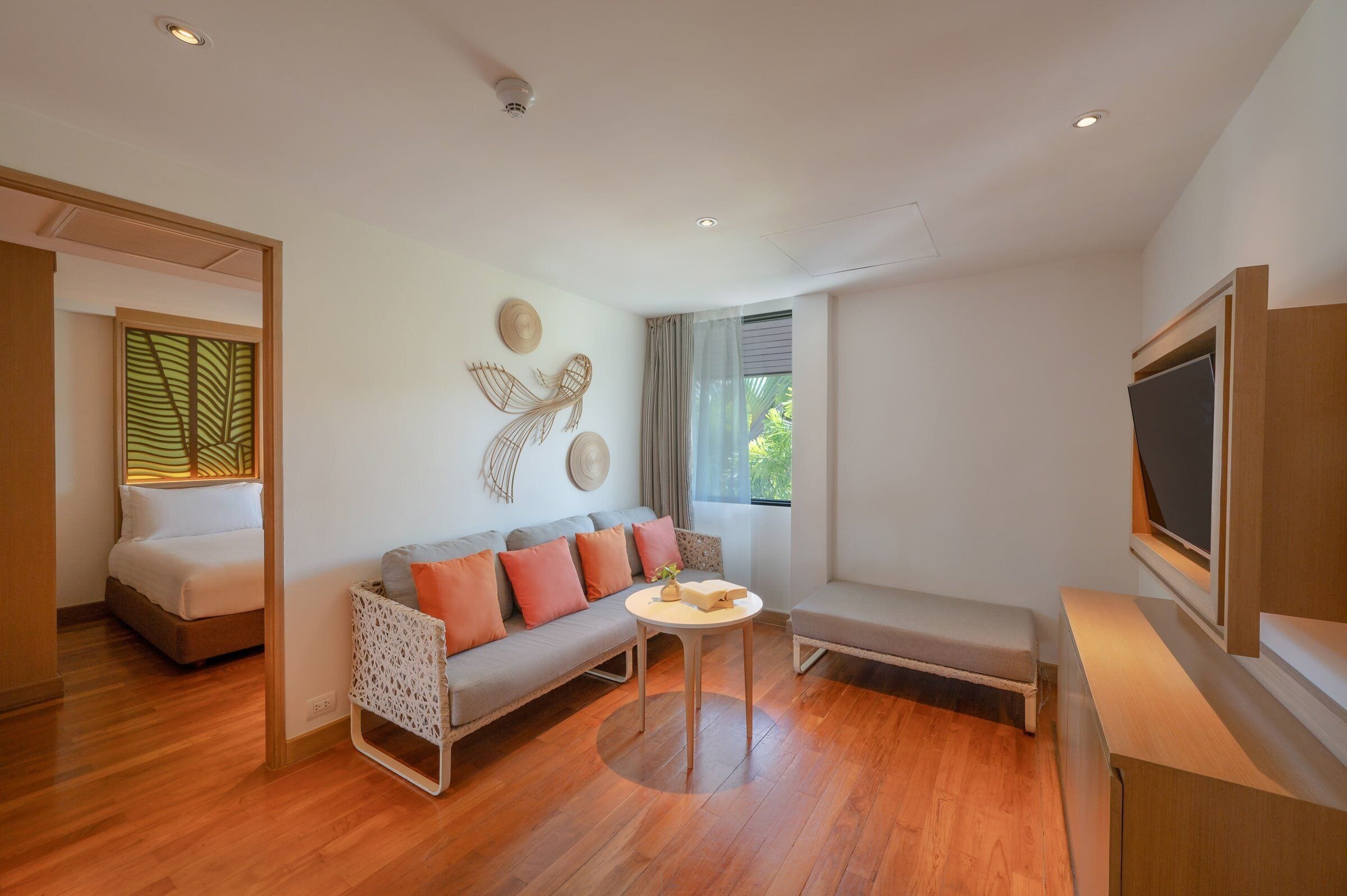 Family Suite, 2 Bedrooms, Pool View | Premium bedding, in-room safe, desk, blackout curtains