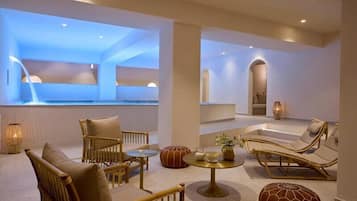 Indoor pool, seasonal outdoor pool, pool umbrellas, sun loungers