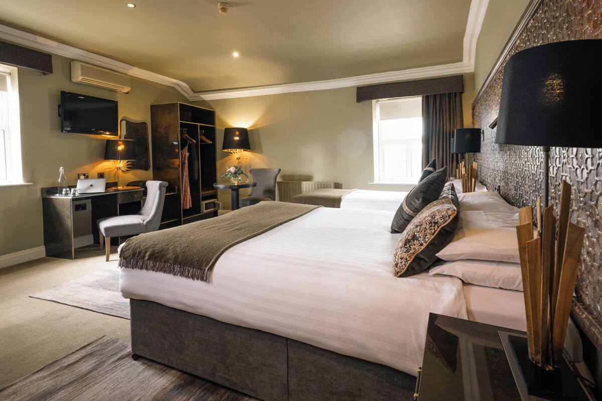 in-room safe, desk, blackout curtains, iron/ironing board