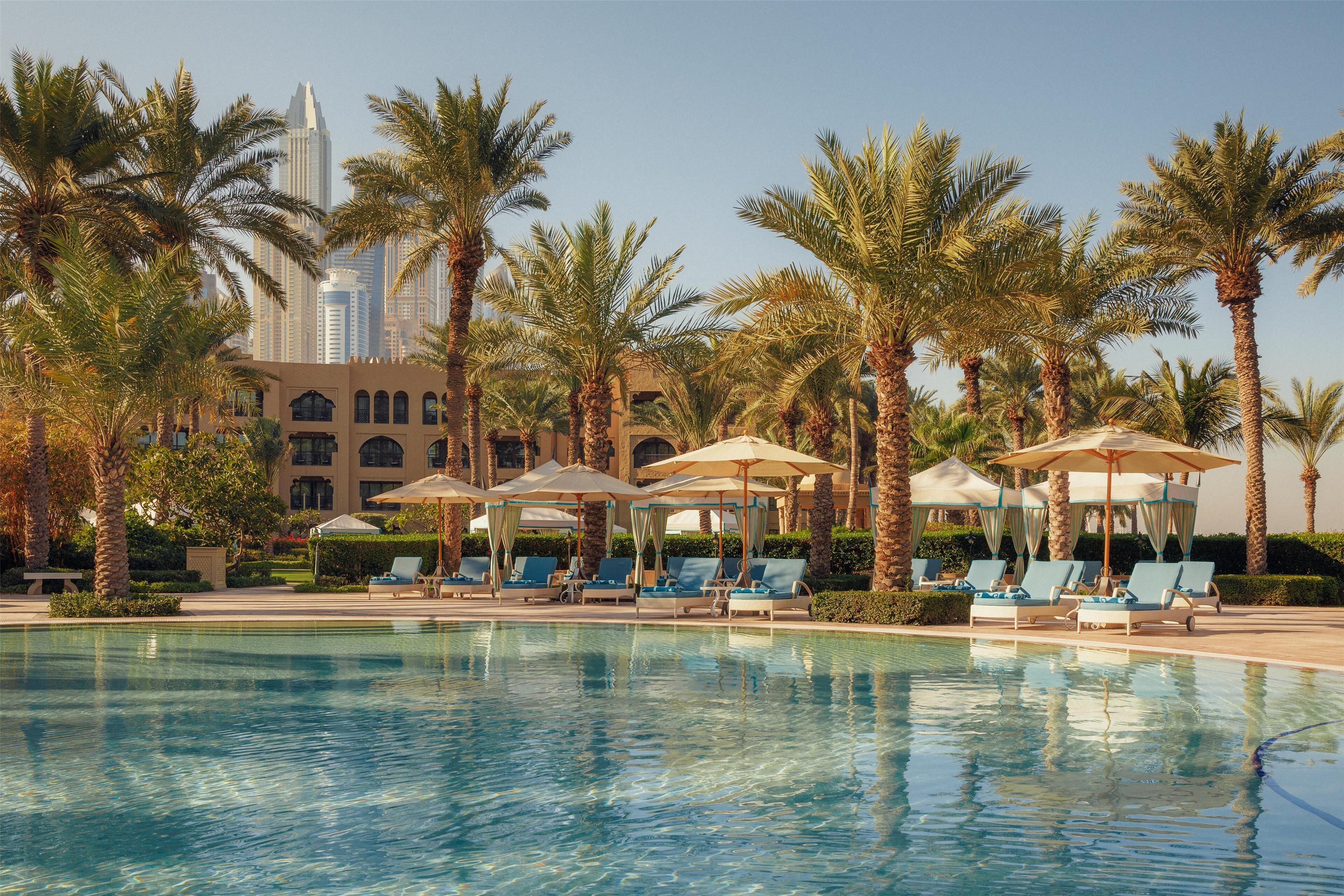 Outdoor pool, free pool cabanas, pool umbrellas