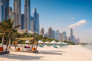 Private beach, beach cabanas, sun loungers, beach umbrellas