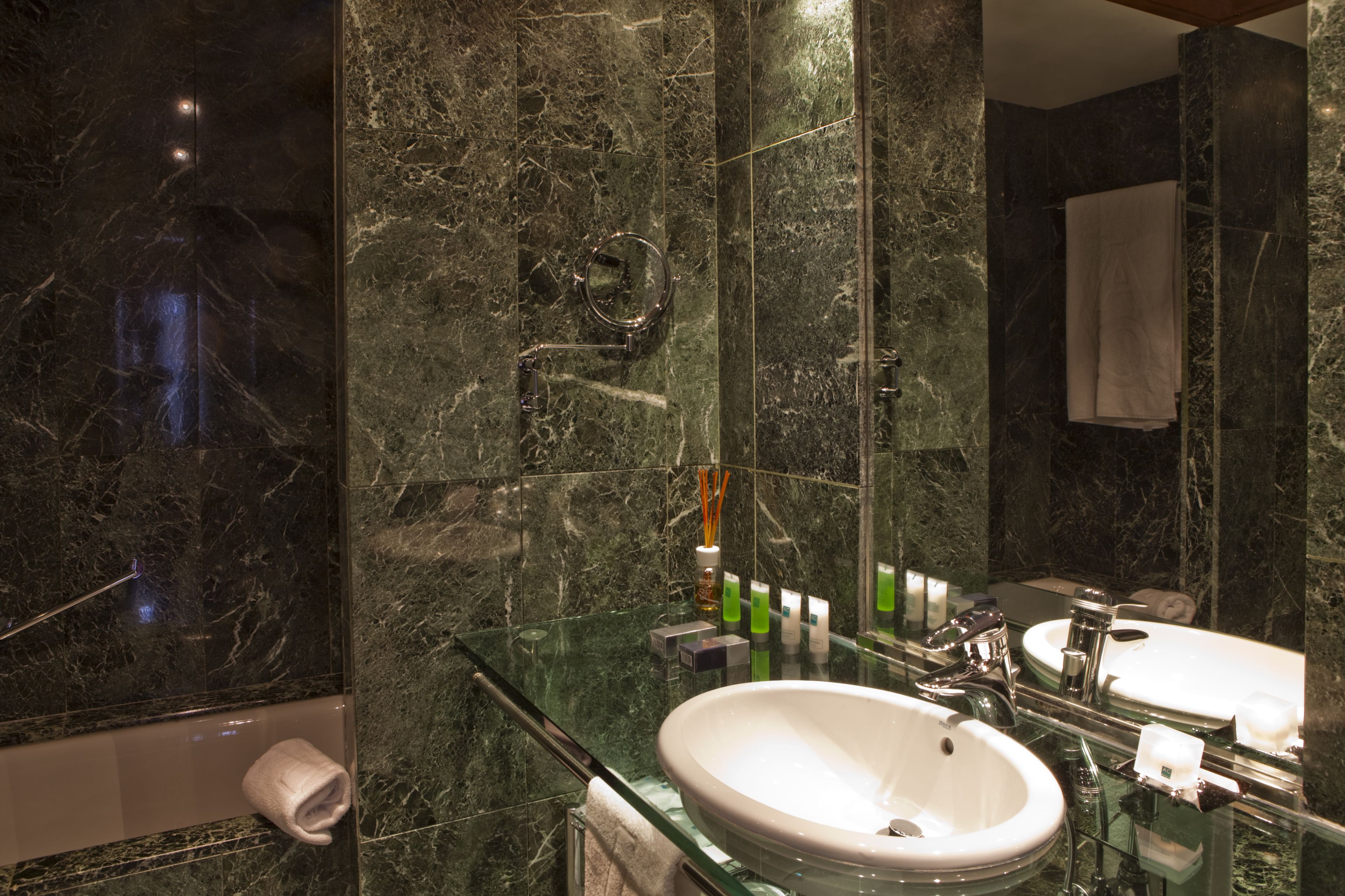 free toiletries, hair dryer, bidet, towels