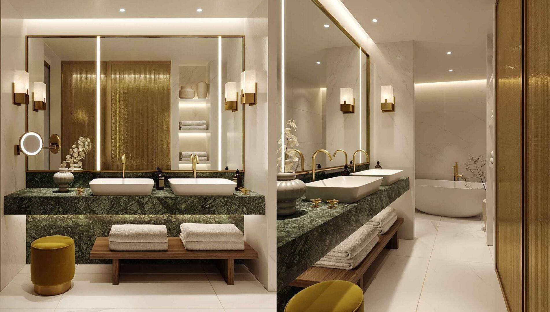 presidential suite | bathroom | designer toiletries, hair dryer, bathrobes, slippers