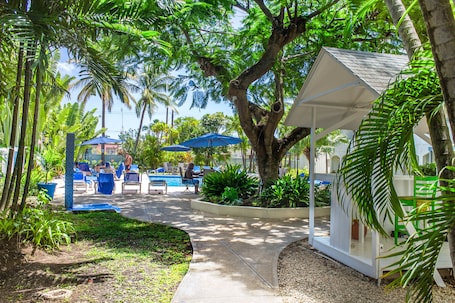 Outdoor pool, pool umbrellas