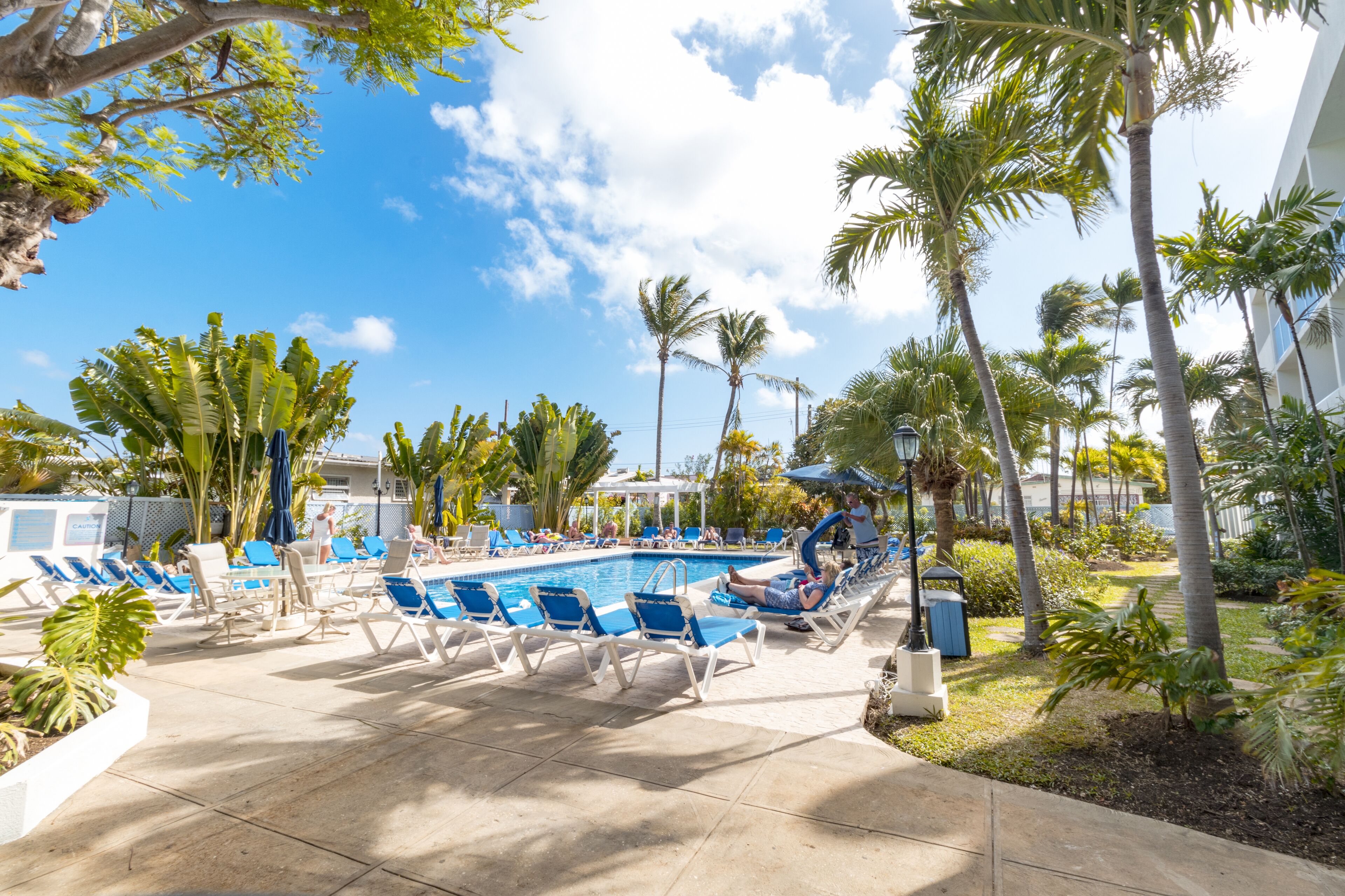 Outdoor pool, pool umbrellas