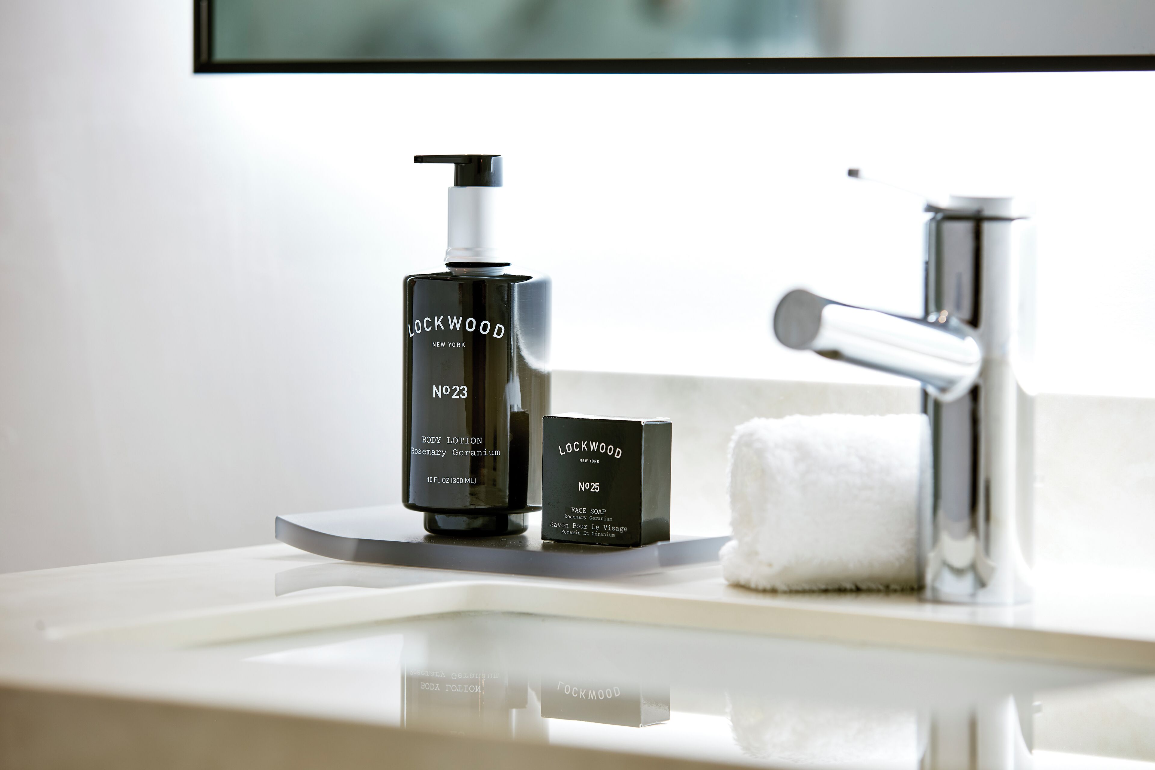 combined shower/bathtub, designer toiletries, hair dryer, bathrobes