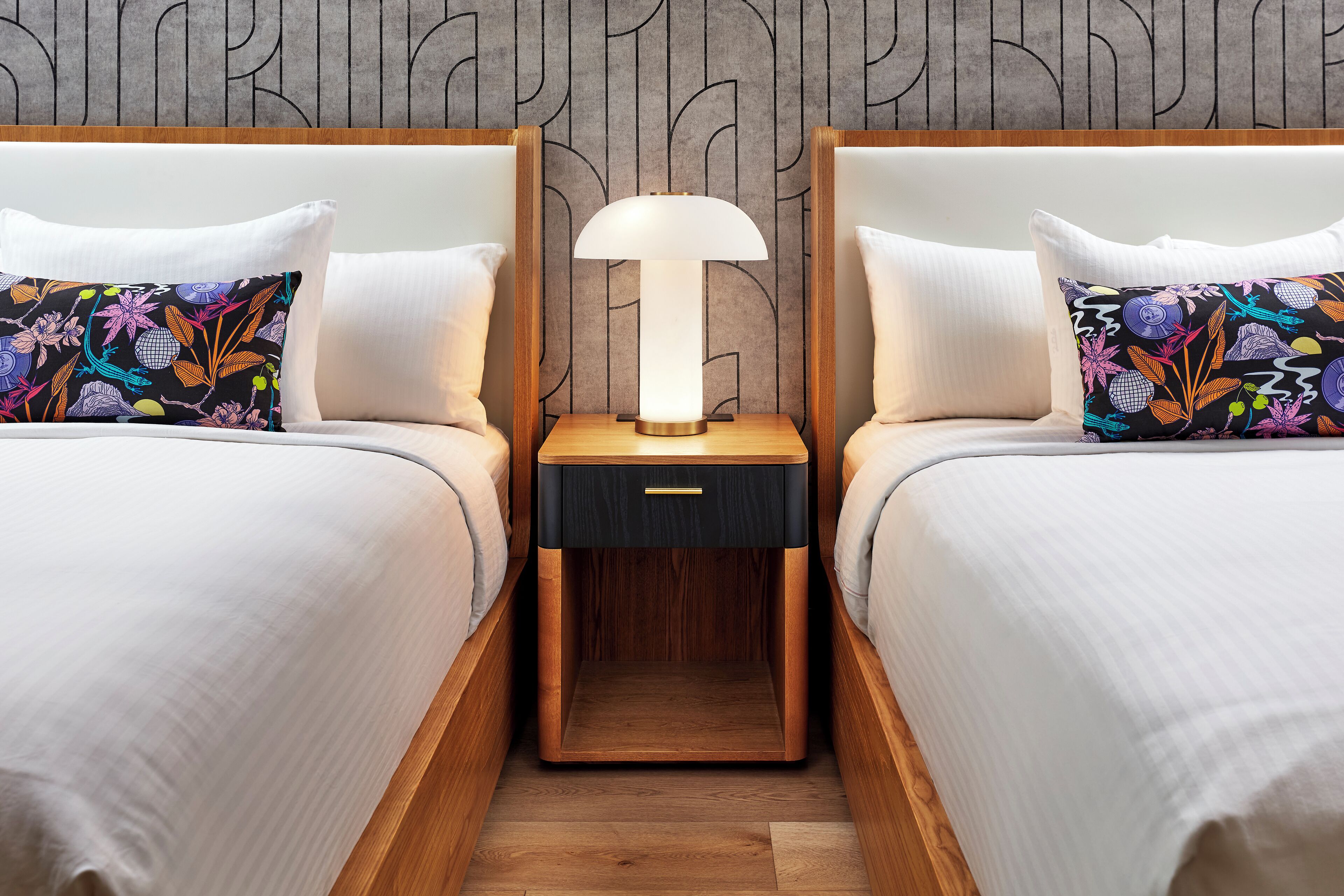 deluxe room, 2 double beds | bathroom | combined shower/bathtub, designer toiletries, hair dryer, bathrobes