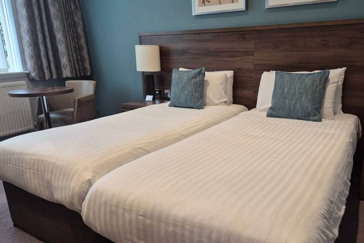 Standard Room, 2 Twin Beds, Non Smoking | Desk, iron/ironing board, WiFi (free), bed sheets