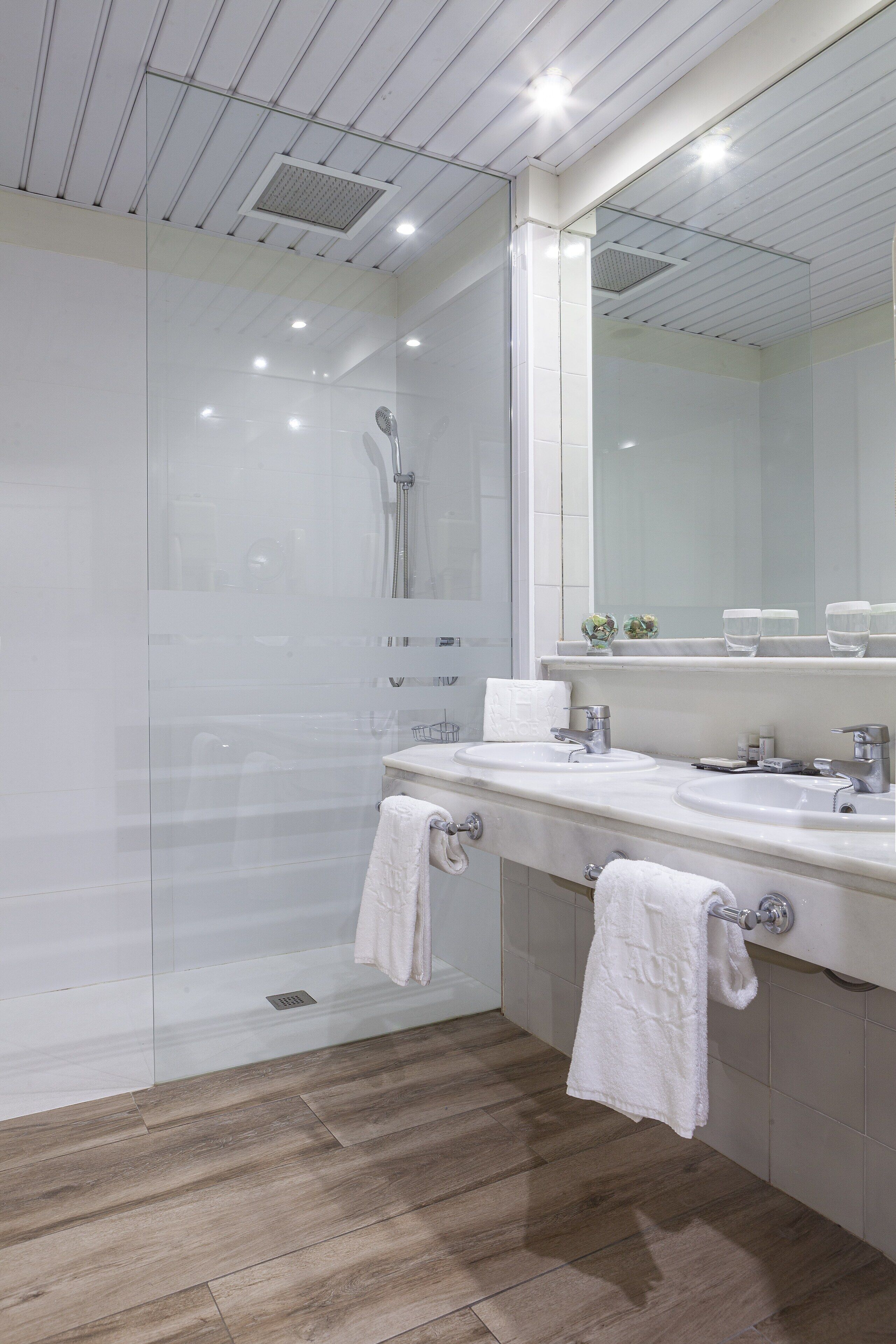 hair dryer, bidet, towels, soap