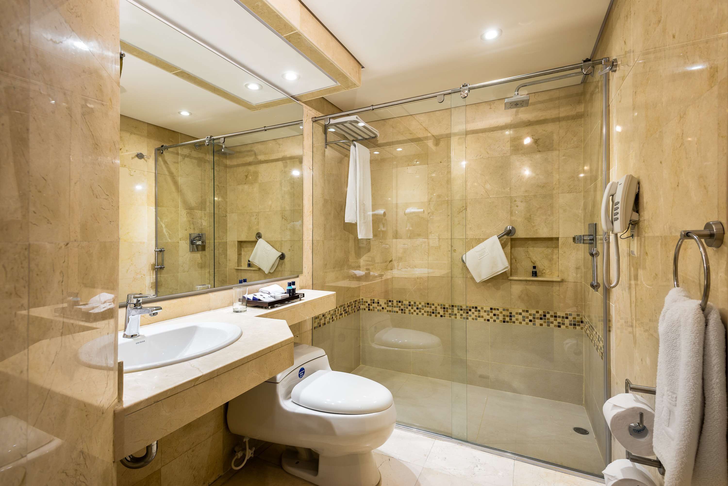 shower, rainfall showerhead, free toiletries, hair dryer