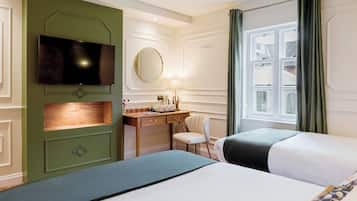 Desk, free WiFi, bed sheets, alarm clocks