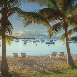 On the beach, sun loungers, beach towels