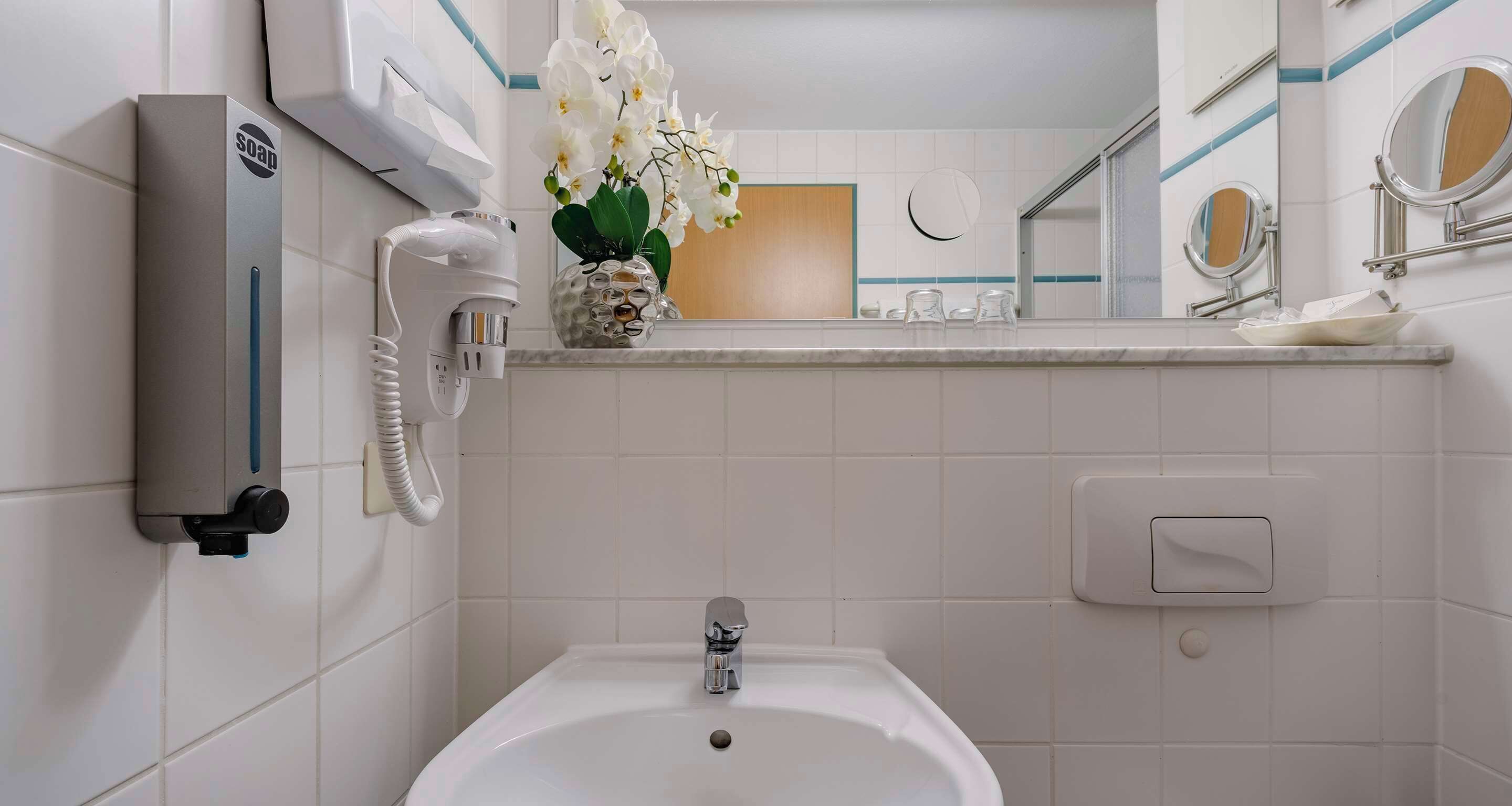 shower, free toiletries, hair dryer, slippers