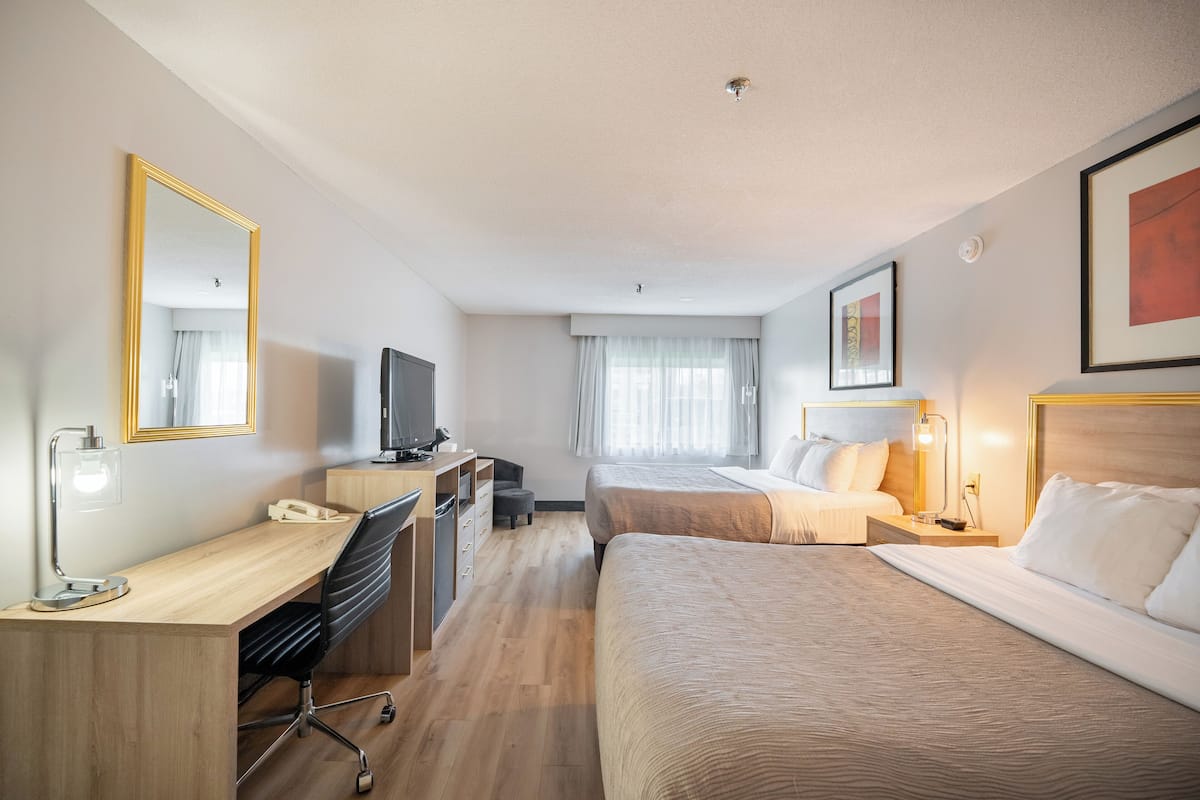 Desk, iron/ironing board, free WiFi, alarm clocks
