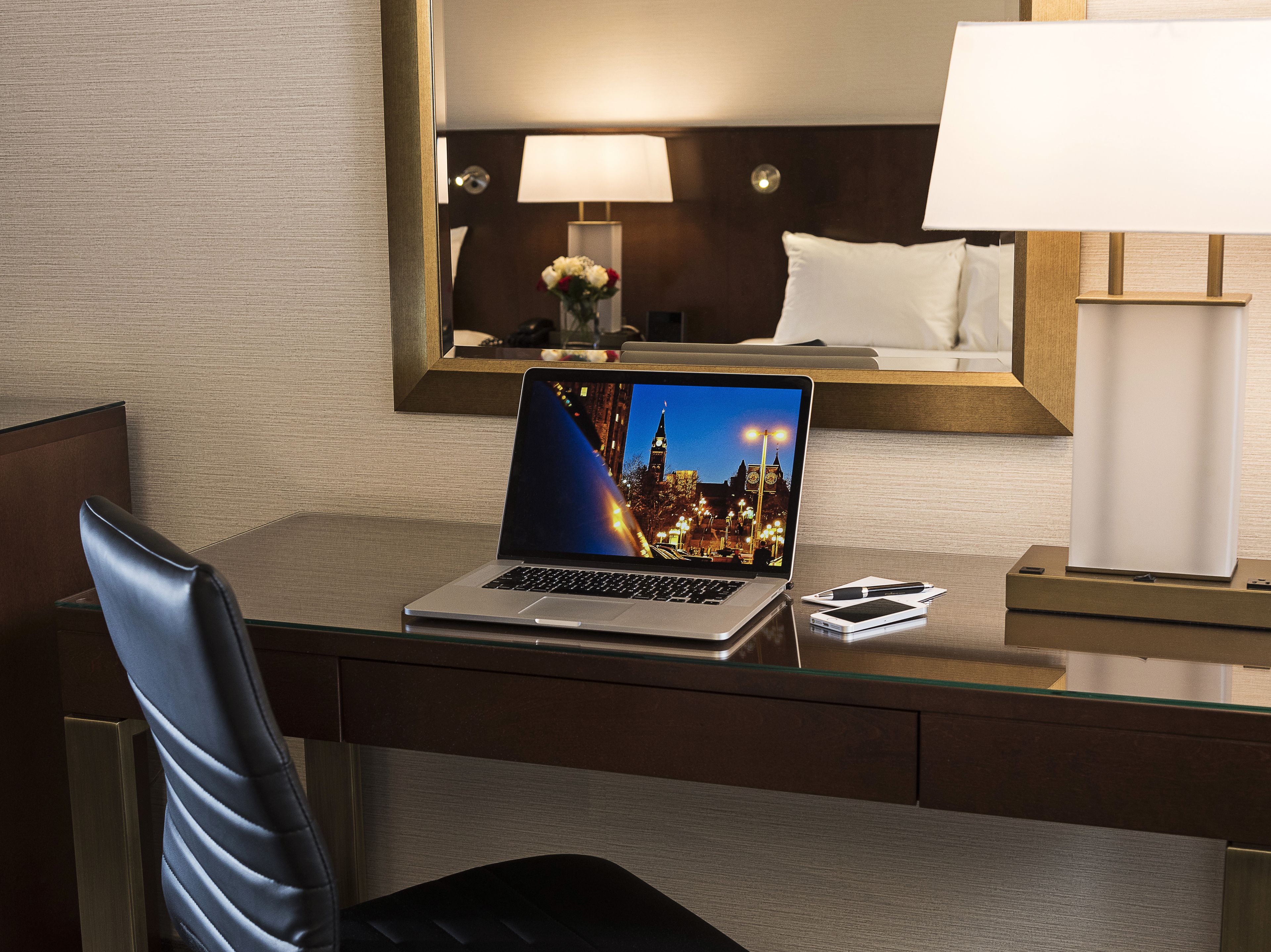 hypo-allergenic bedding, in-room safe, desk, blackout curtains