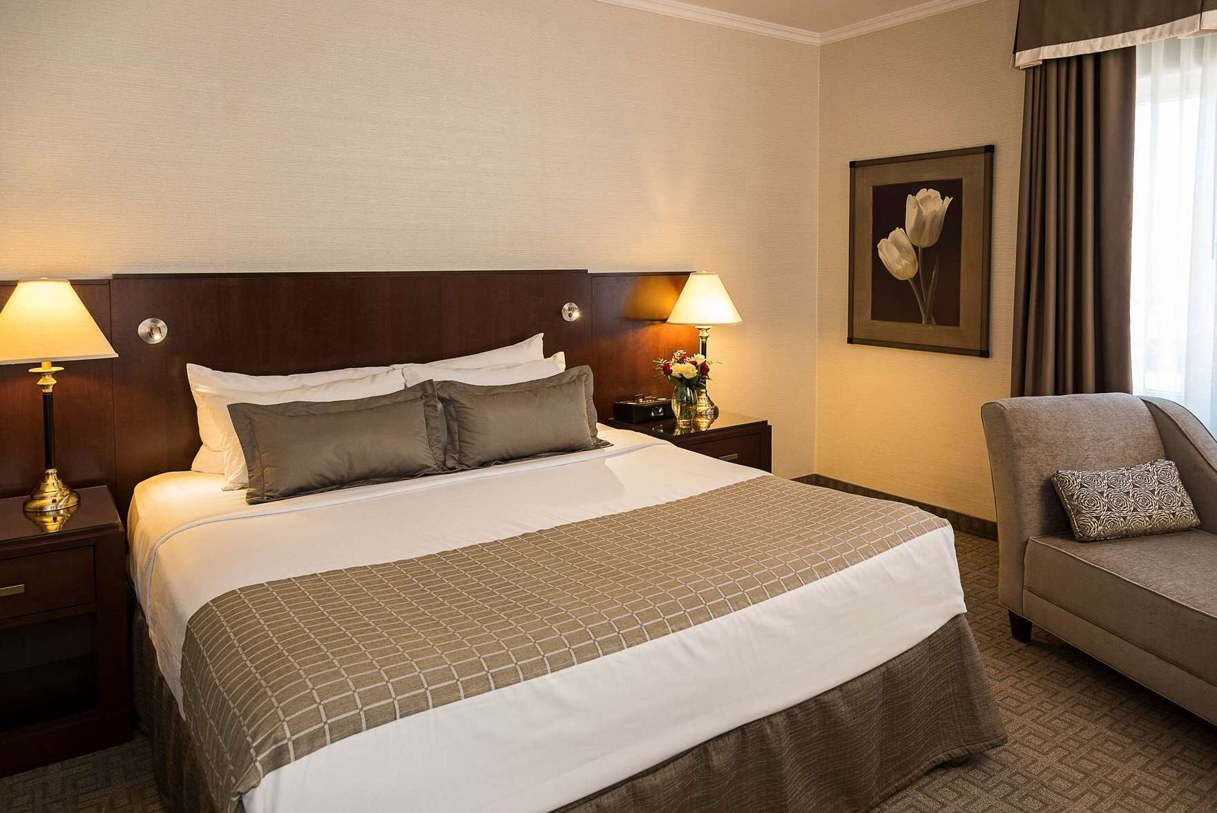Hypo-allergenic bedding, in-room safe, desk, blackout drapes