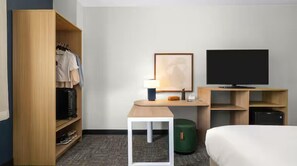 Hypo-allergenic bedding, desk, blackout curtains, iron/ironing board