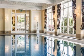 Indoor pool, outdoor pool, sun loungers