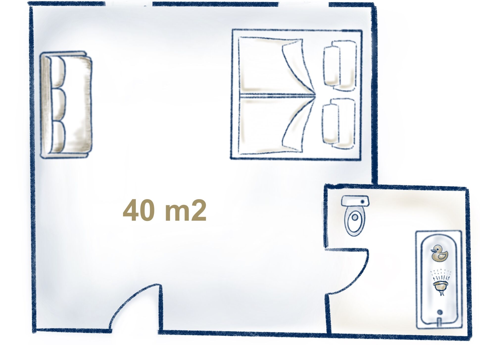 deluxe double or twin room | floor plan