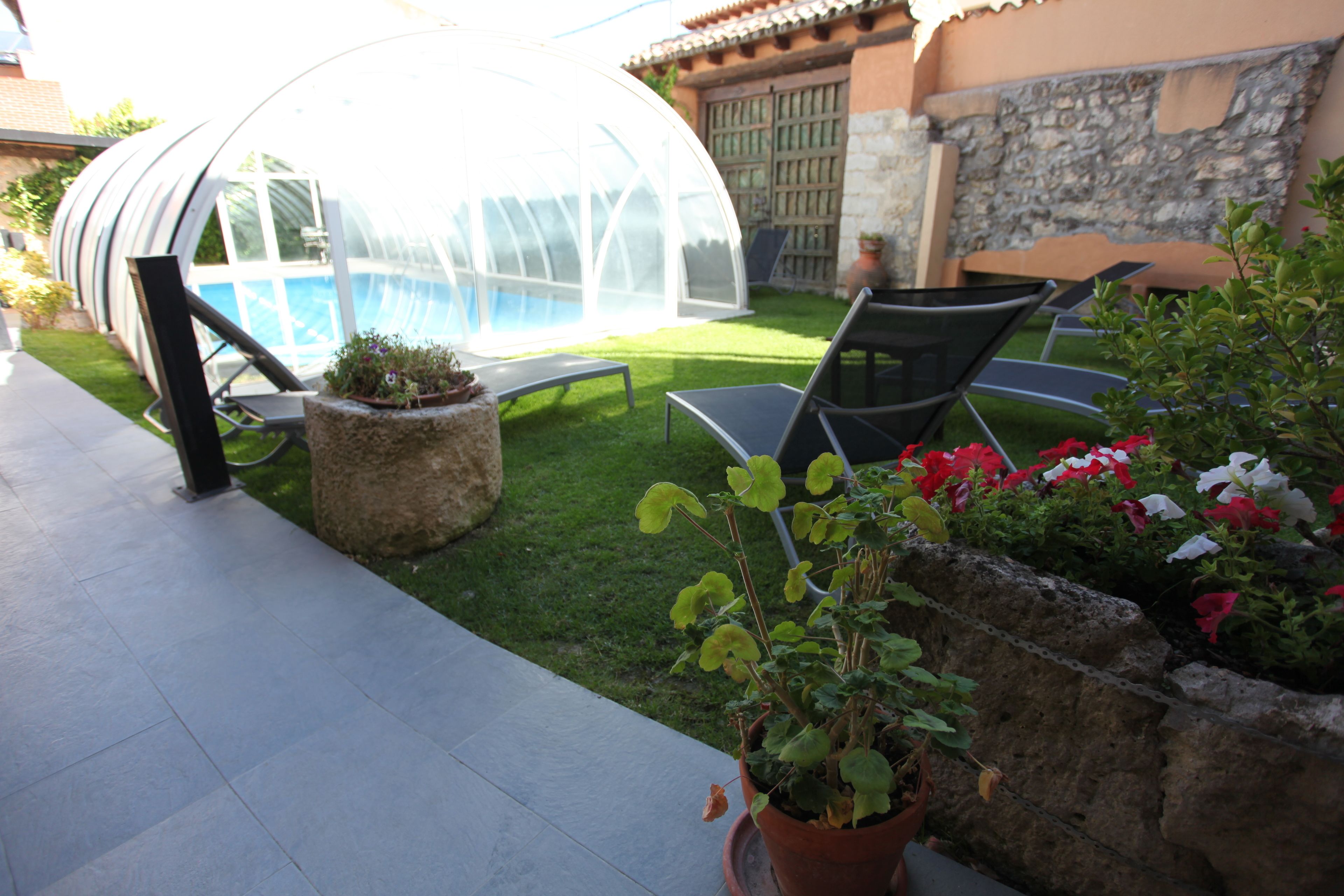 indoor pool, outdoor pool, pool umbrellas, pool loungers