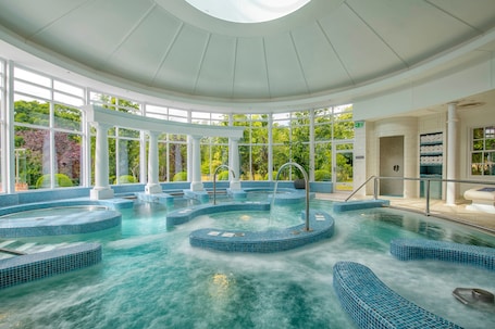 Indoor pool, outdoor pool, sun loungers