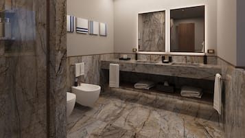 Suite, idromassaggio (Terrace) | Bagno | Combinazione doccia/vasca, set di cortesia gratuito, asciugacapelli