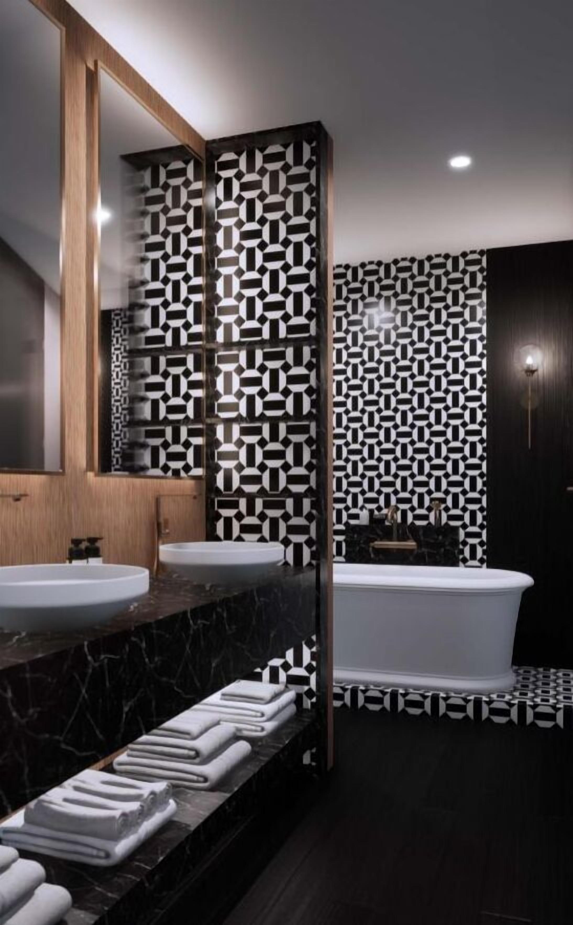 standard apartment | bathroom | rainfall showerhead, free toiletries, hair dryer, towels