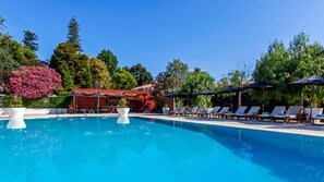Indoor pool, outdoor pool, pool loungers