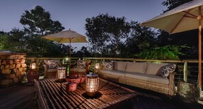 Lunch, dinner served; Fusion cuisine, garden views 