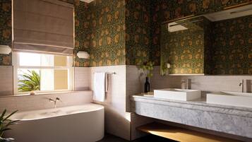 Habitación Deluxe (House) | Baño | Amenidades de baño gratuitas, secadora de cabello, batas, pantuflas