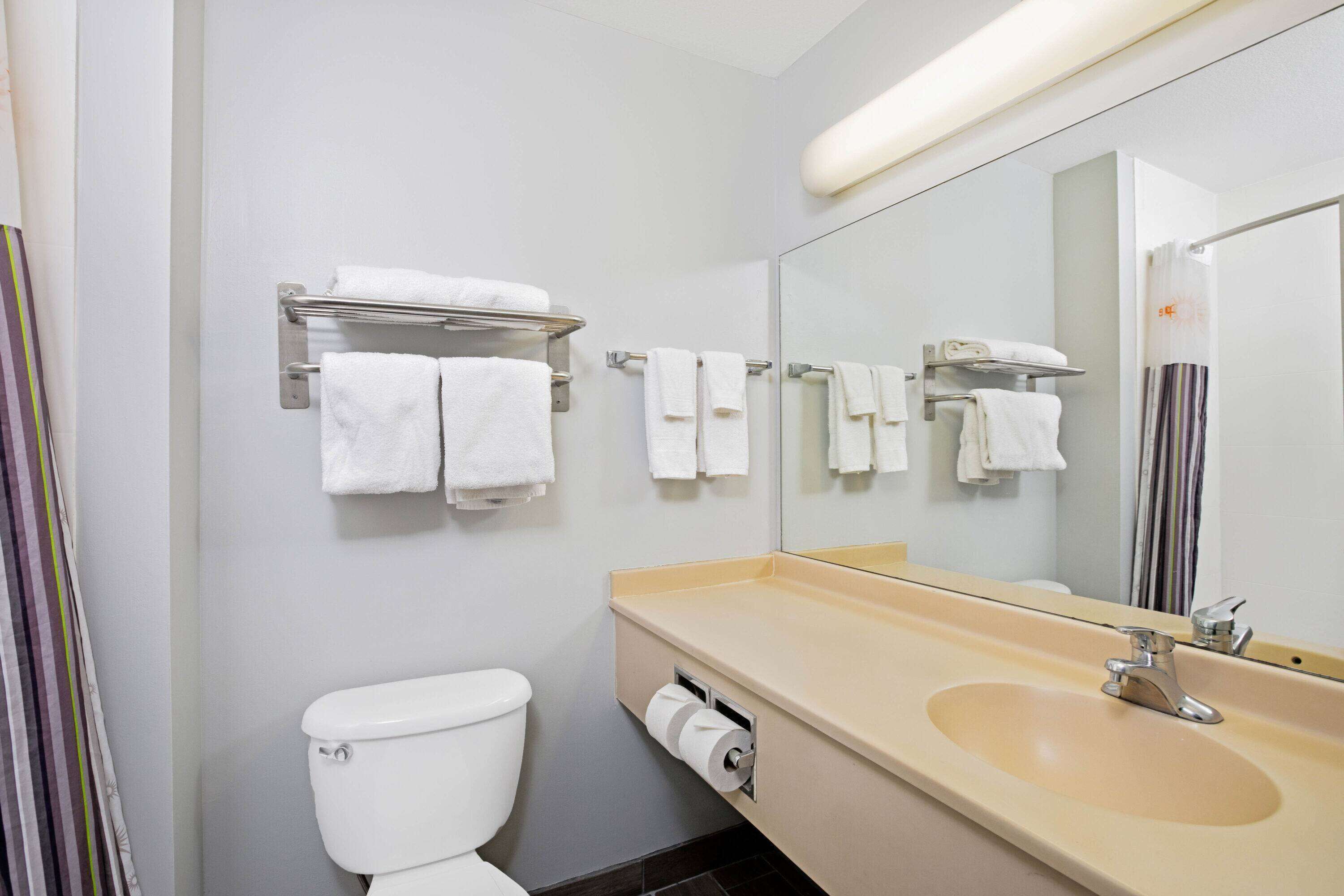 combined shower/bathtub, free toiletries, hair dryer, towels